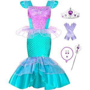 Mermaid Costume for Girls Halloween Birthday Princess Toddler Kids Costumes